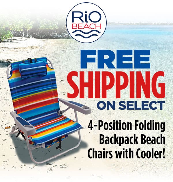Free Shipping on Select 4-Position Folding Backpack Beach Chairs with Cooler